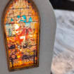 🕊️Mini Church Chapel Lamp – JESUS Crucifix, stained‑glass style