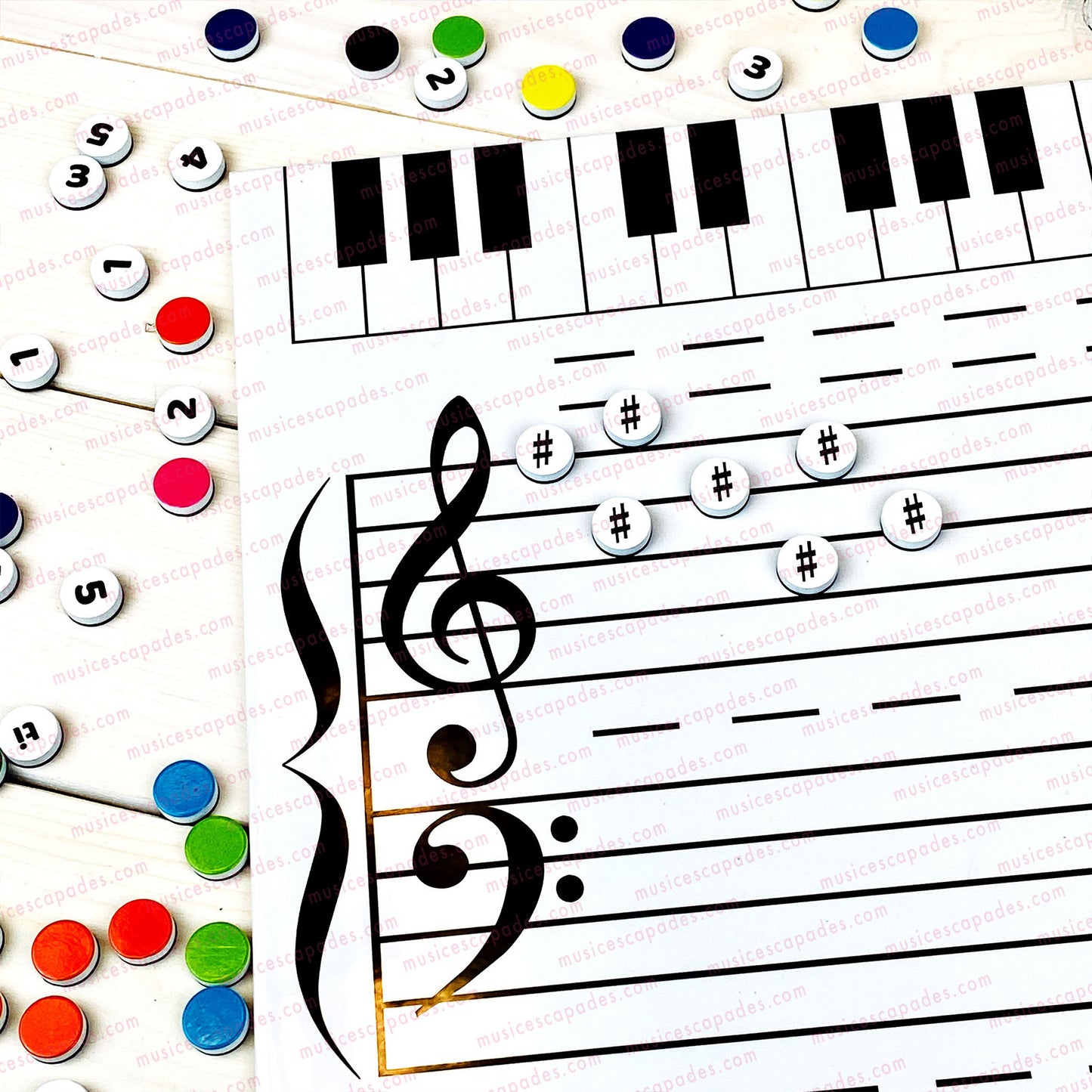 Magnetic Grand Staff Dry-Erase Music Teaching Set