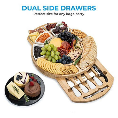 🎉 Holiday Special: Large Round Bamboo Charcuterie &amp; Cheese Board – Only $49.99!