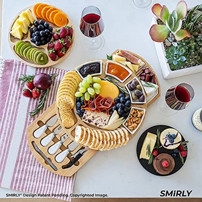 🎉 Holiday Special: Large Round Bamboo Charcuterie &amp; Cheese Board – Only $49.99!