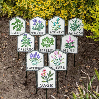 🔥Metal Herb Markers - Cast Iron Hand painted Vegetable / Salad / Flower Labels