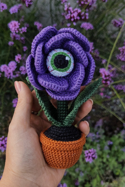 🔥Halloween Eye Flower, Amigurumi creepy plant decoration👀