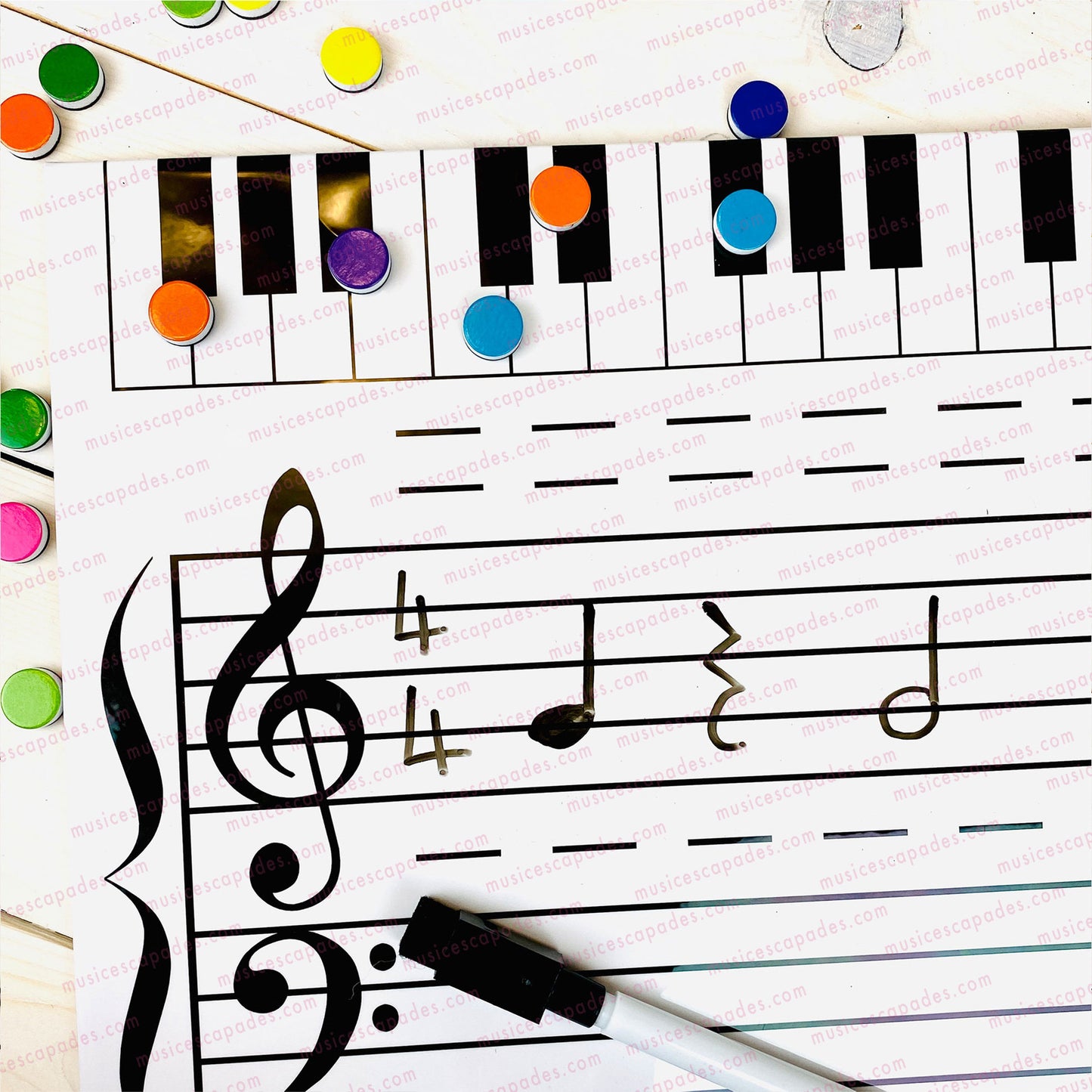 Magnetic Grand Staff Dry-Erase Music Teaching Set