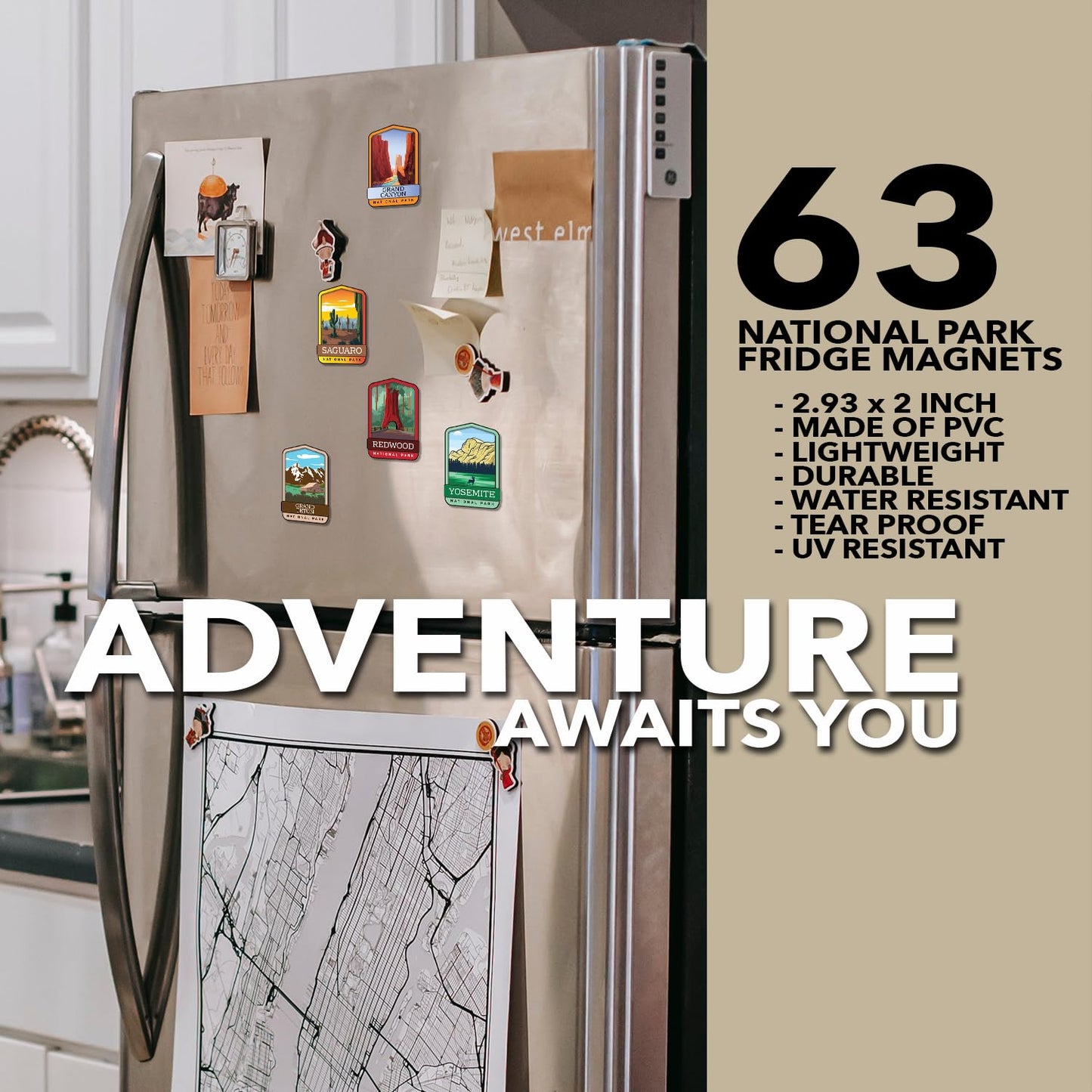 🎁 Holiday Special: Complete 63-Piece US National Parks Fridge Magnet Set – Only $45.99!