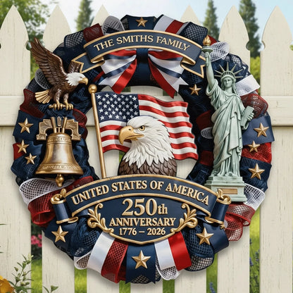 Custom Wood Sign - Personalized America 250th Anniversary Gifts For Mom, Dad, Brother, Sister, Kids - Built On Hope And Courage