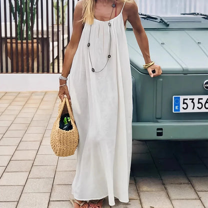 Womens Sleeveless Cami Lounge Maxi Dress Solid Color Sleepwear