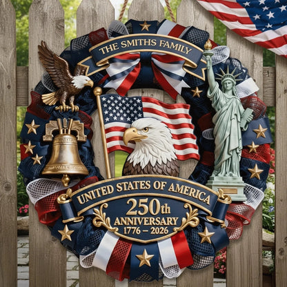 Custom Wood Sign - Personalized America 250th Anniversary Gifts For Mom, Dad, Brother, Sister, Kids - Built On Hope And Courage