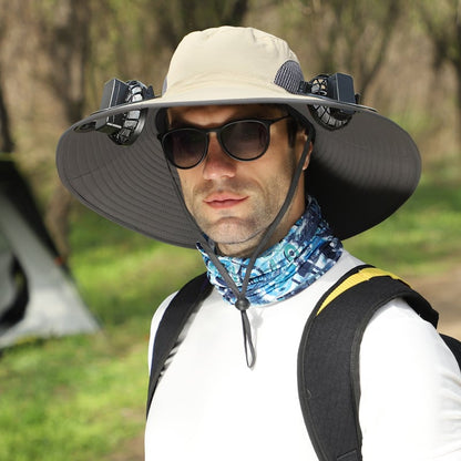 🔥Father's Day Sale Buy 1 Get 1 Free🔥Wide Brim Solar Fan Outdoor Fishing Hat-Solar & USB Charging