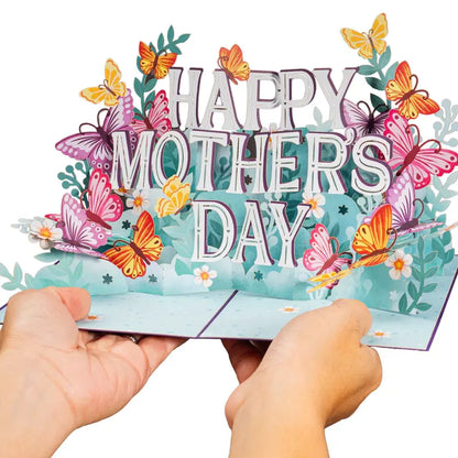 Handcrafted 3D Pop-Up Mother's Day Card - Exquisite Floral Butterfly Art