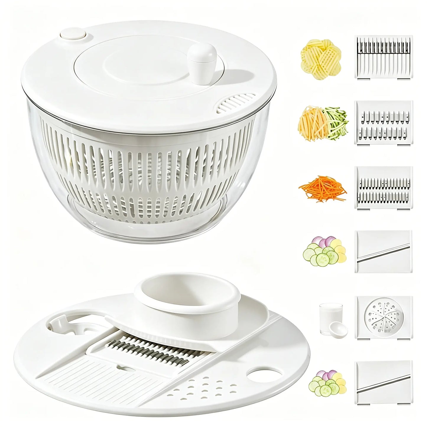 Salad Spinner Large, 3 IN 1 Vegetable and Fruit Washing Bowl with Strainer