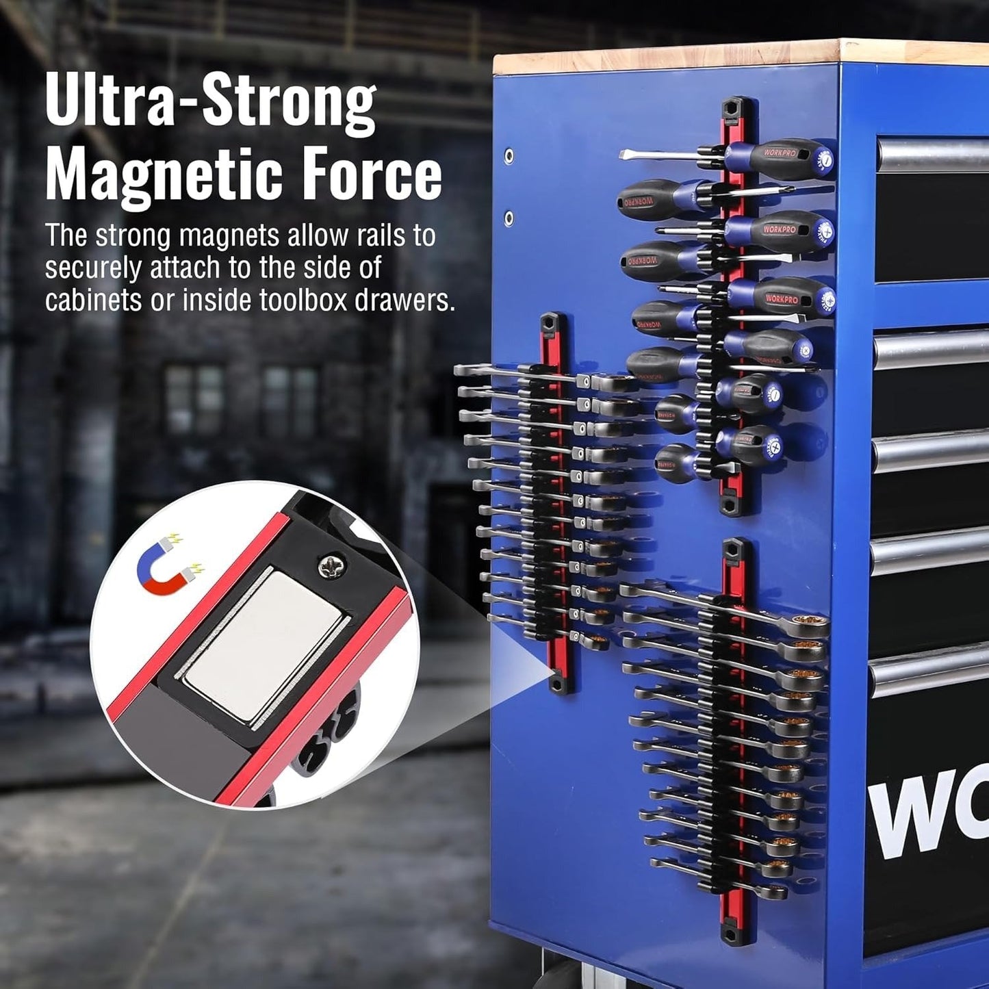 💖🔧 Magnetic Tool Organizer Rail (12 Slots)