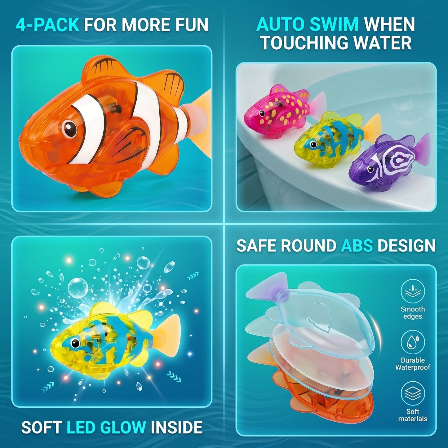 🐟Electronic Pet Fish Bath Toy | LED Light Up | Auto-Swimming Bath Toy
