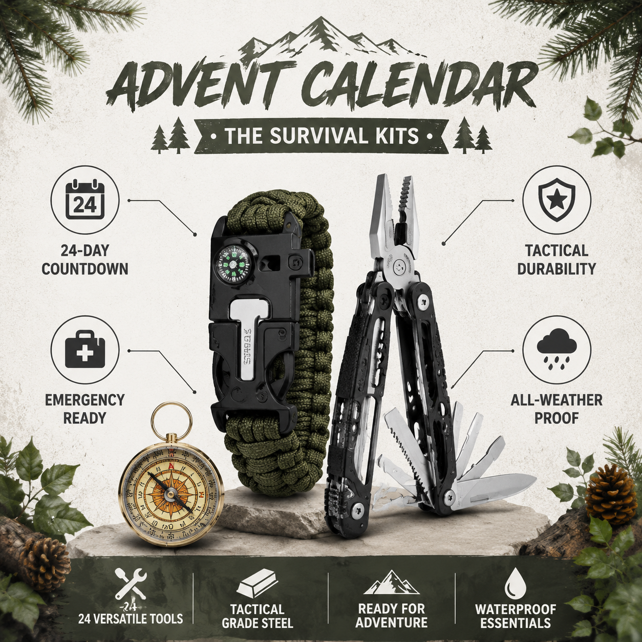 🎣 Father’s Day Special: 24-Day Survival Kit Advent Calendar – Only $59.99!