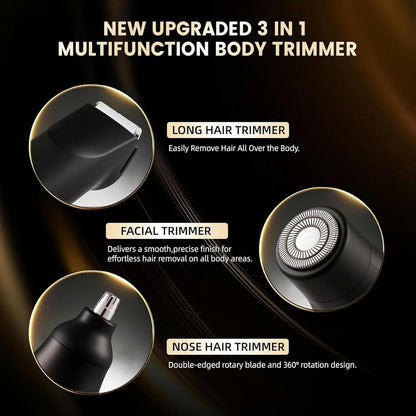 Last Day 49% OFF🔥 3-in-1 Electric Shaver & Nose Hair Trimmer for Face & Body Black