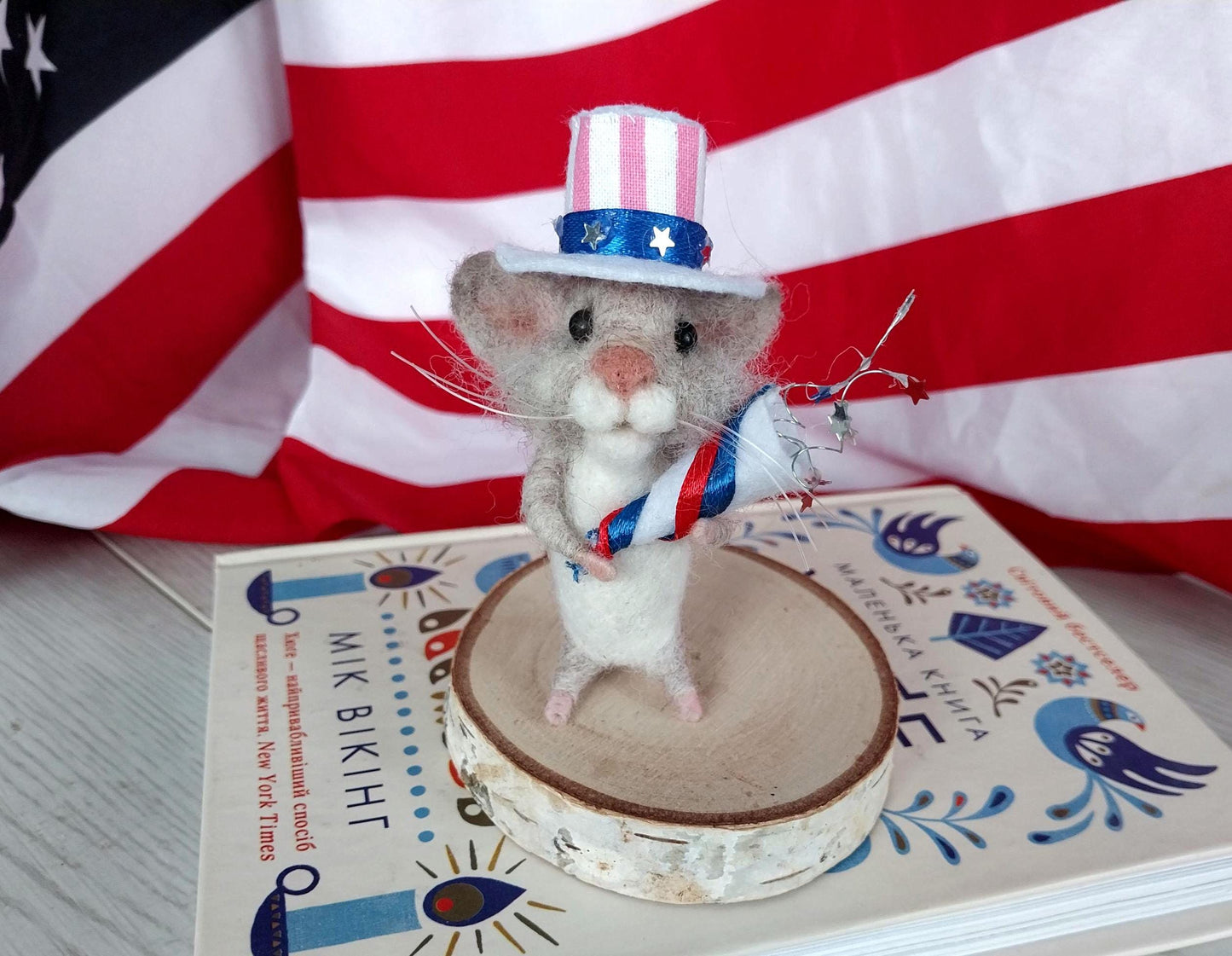 💯Felted mouse for USA Independence Day🐭