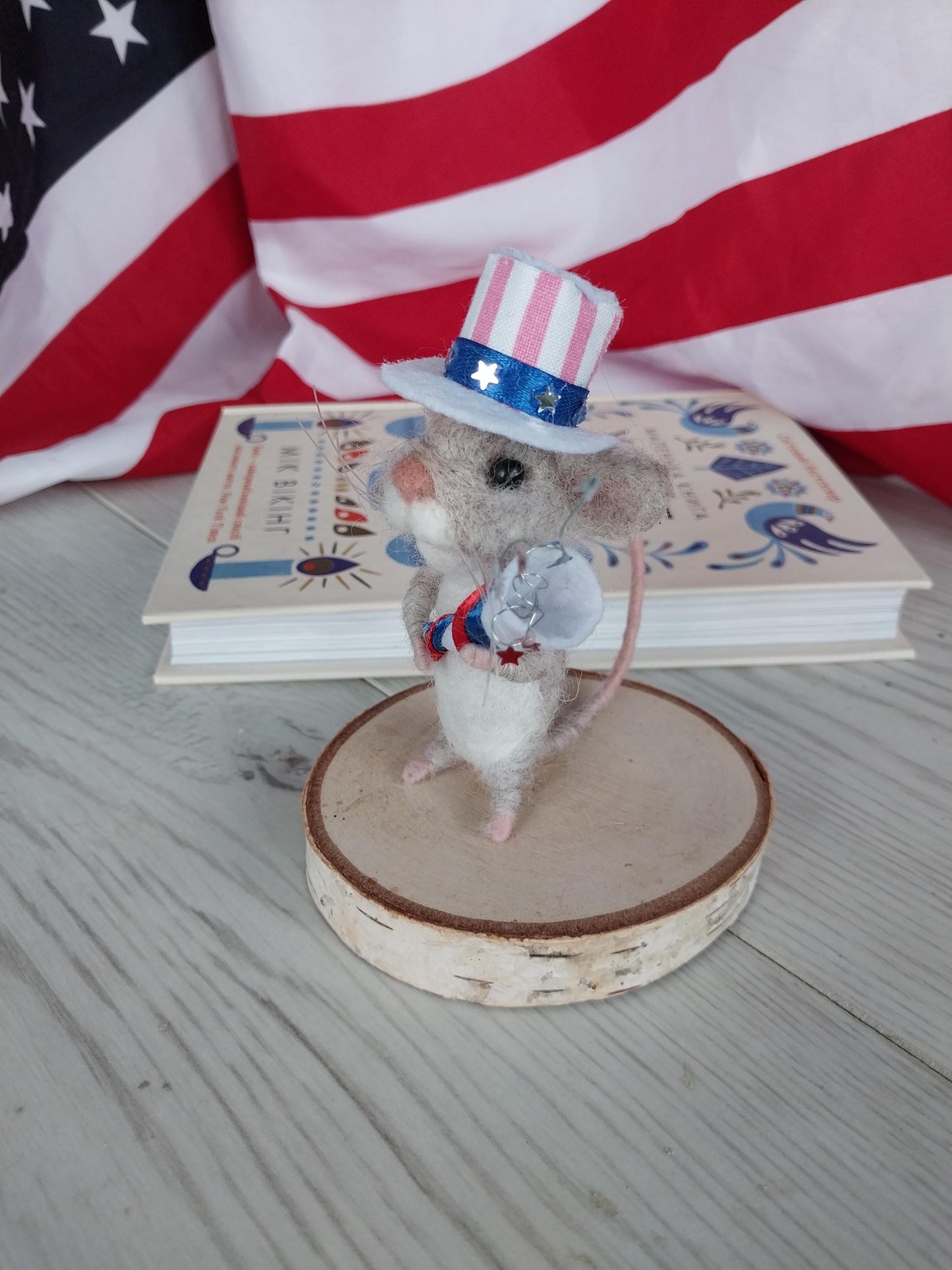 💯Felted mouse for USA Independence Day🐭