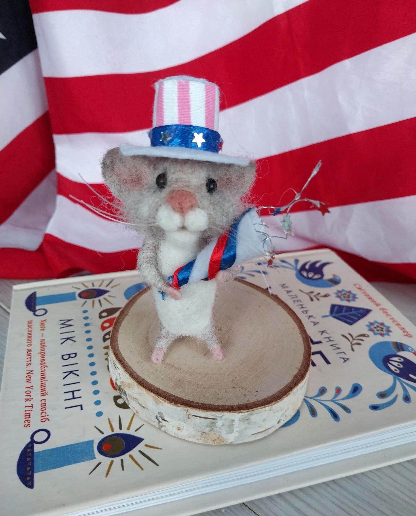 💯Felted mouse for USA Independence Day🐭