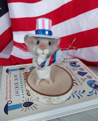💯Felted mouse for USA Independence Day🐭