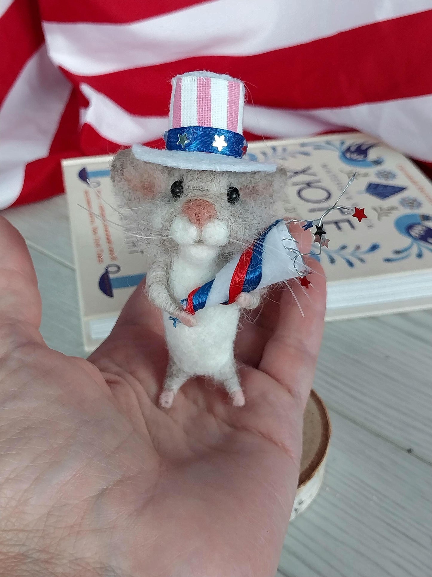 💯Felted mouse for USA Independence Day🐭