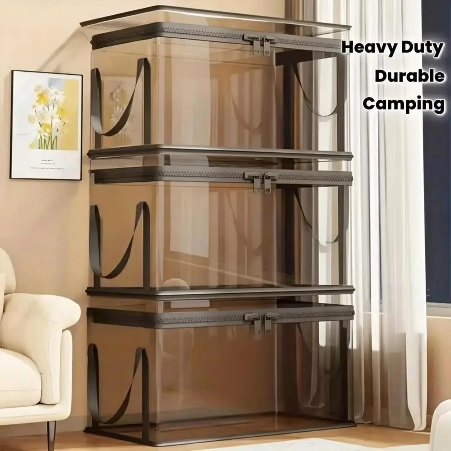 🔥Large Clear Storage Box with Hinged Lid – Heavy-Duty High Capacity Organizer🔥