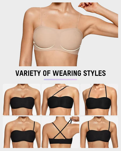 Strapless Wireless Padded Bandeau Bra – Non-Slip Seamless Comfort