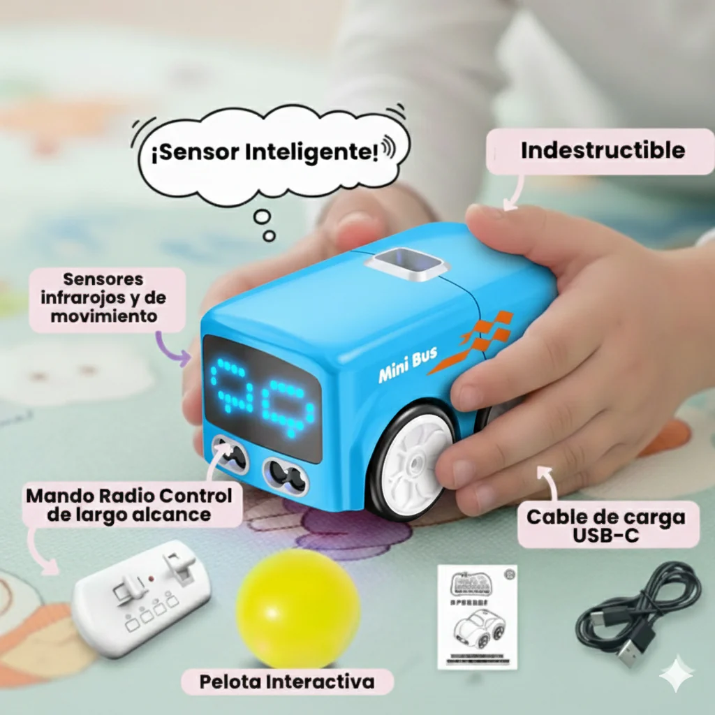 mini blue bus