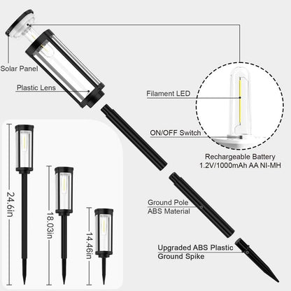 🌙✨ Retro-style solar garden light: Buy 2, get 1 FREE! 🏡💡 Filament design, IP65 waterproof & 14-hour illumination for cozy summer evenings