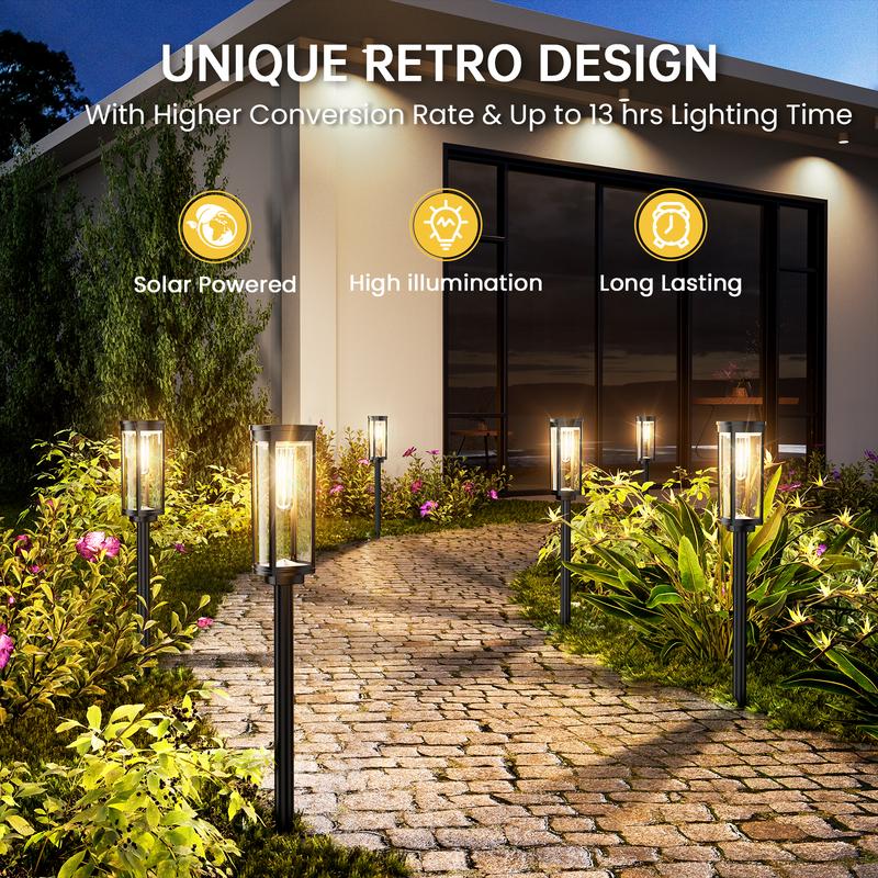 🌙✨ Retro-style solar garden light: Buy 2, get 1 FREE! 🏡💡 Filament design, IP65 waterproof & 14-hour illumination for cozy summer evenings
